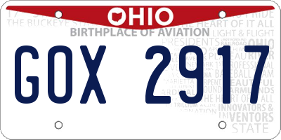 OH license plate GOX2917