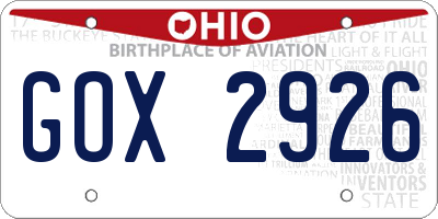 OH license plate GOX2926