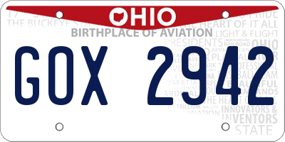 OH license plate GOX2942