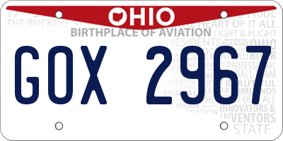 OH license plate GOX2967