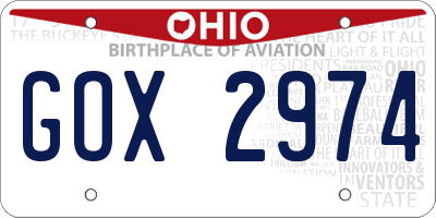 OH license plate GOX2974