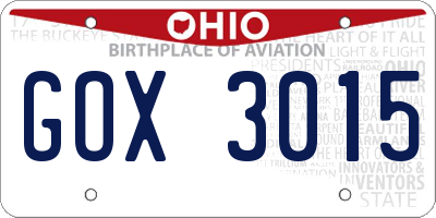 OH license plate GOX3015
