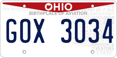 OH license plate GOX3034