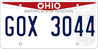 OH license plate GOX3044