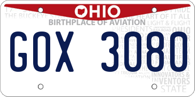 OH license plate GOX3080
