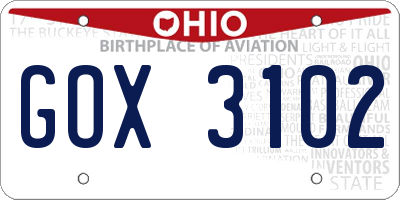 OH license plate GOX3102
