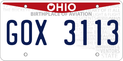OH license plate GOX3113