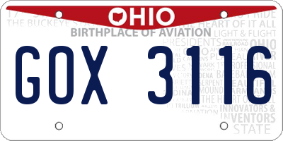 OH license plate GOX3116