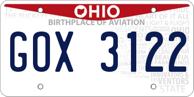 OH license plate GOX3122