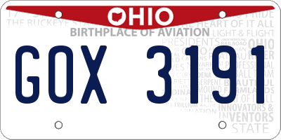 OH license plate GOX3191