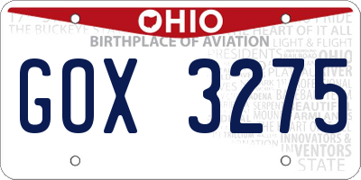 OH license plate GOX3275
