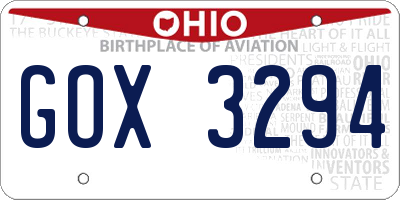 OH license plate GOX3294