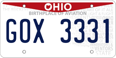 OH license plate GOX3331