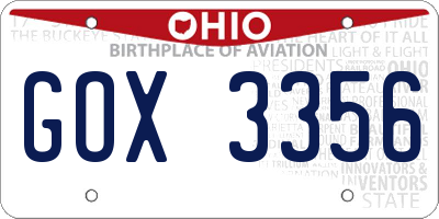 OH license plate GOX3356