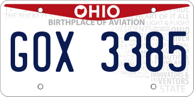 OH license plate GOX3385