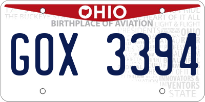OH license plate GOX3394