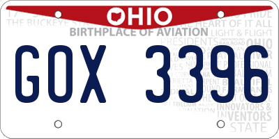 OH license plate GOX3396