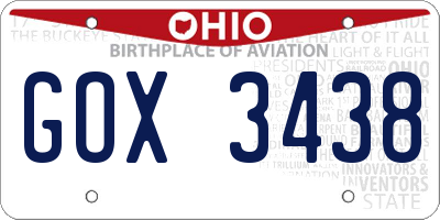OH license plate GOX3438