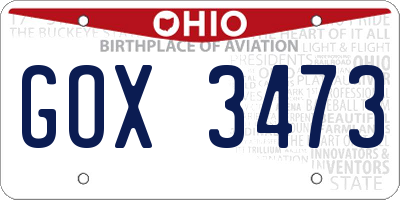 OH license plate GOX3473