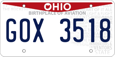 OH license plate GOX3518