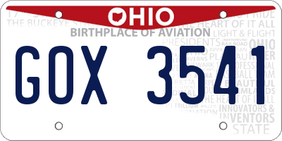 OH license plate GOX3541