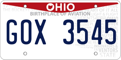 OH license plate GOX3545
