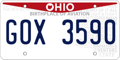 OH license plate GOX3590