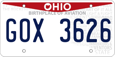 OH license plate GOX3626