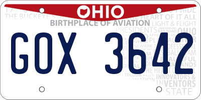 OH license plate GOX3642