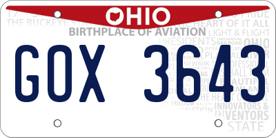 OH license plate GOX3643