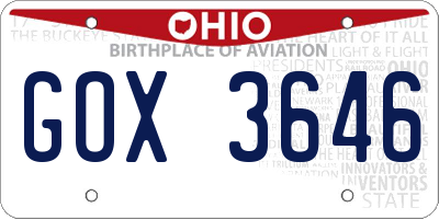 OH license plate GOX3646