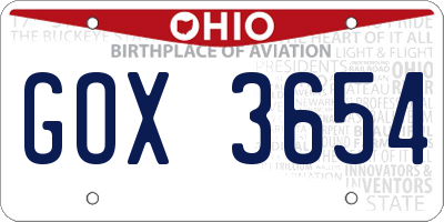 OH license plate GOX3654