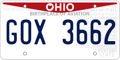 OH license plate GOX3662