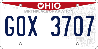 OH license plate GOX3707