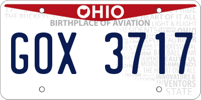 OH license plate GOX3717