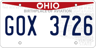 OH license plate GOX3726