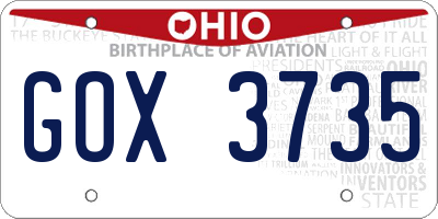 OH license plate GOX3735