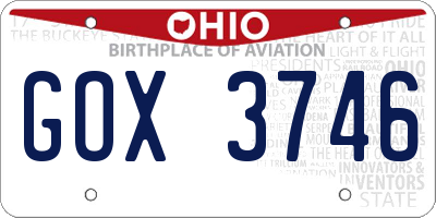 OH license plate GOX3746