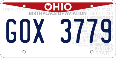 OH license plate GOX3779