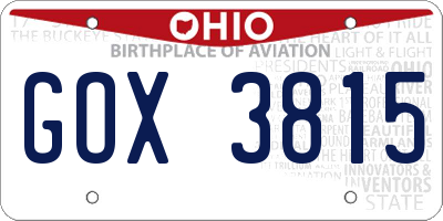 OH license plate GOX3815