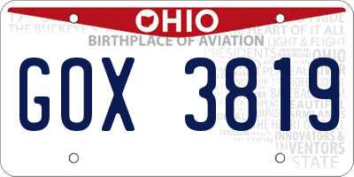 OH license plate GOX3819
