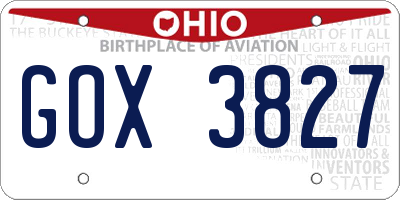 OH license plate GOX3827