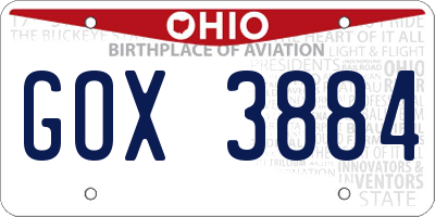 OH license plate GOX3884