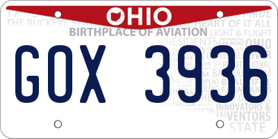 OH license plate GOX3936