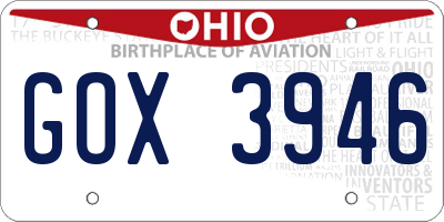 OH license plate GOX3946