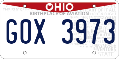 OH license plate GOX3973