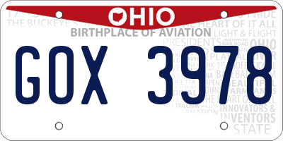 OH license plate GOX3978