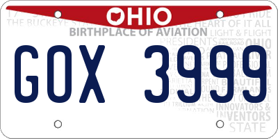 OH license plate GOX3999
