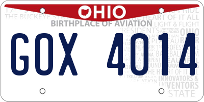 OH license plate GOX4014