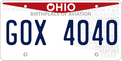 OH license plate GOX4040